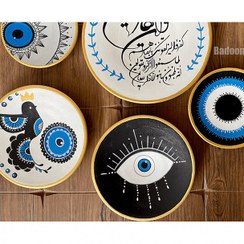 تصویر ست بشقاب دیوارکوب چشم نظر و انیکاد پنج تکه کد 02 بادومیا 