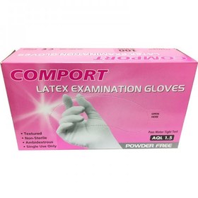 تصویر دستکش لاتکس بدون پودر معاینه کامپورت latex examination gloves COMPORT 