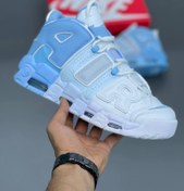 تصویر کفش اسپرت مردانه نایکی مدل ایر آپتمپو رنگ سفید و آبی 