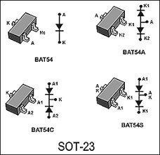 تصویر DIO BAT54S SOT23 دیود اس ام دی 