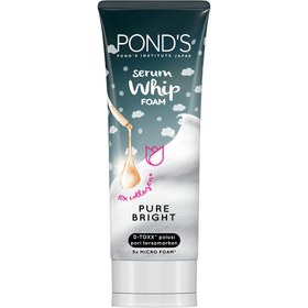 تصویر فوم شوینده و روشن کننده حاوی سرم پوندز Ponds Pure Bright with Charcoal and 10x collagen Serum Whip Foam