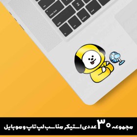 تصویر دفتر یادداشت گیم مون طرح بی تی اس BT21 کد 10111581 به همراه استیکر لپ تاپ مجموعه 30 عددی 