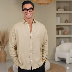 تصویر پیراهن مردانه پارچه ترک شانتون قواره آزاد باکسی 