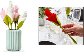 تصویر نگهدارنده دستمال سفره طرح گل رز بسته 4 عددی 