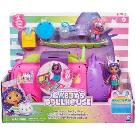 تصویر مجموعه بازی اتوبوس جشن فوق‌العاده گربه‌ای گابی برند gabby's dollhouse Gabby'S Dollhouse Cat-Errific Purrfect Party Bus Playset