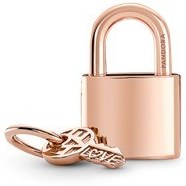 تصویر چارم آویز قفل و کلید رز گلد پاندورا Pandora Padlock & Key Dangle Charm rose gold