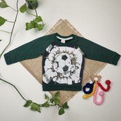 تصویر بلوز نوزادی پسرانه آستین بلند برند h and m طرح توپ فوتبال تو دورس سبز رنگ - 18 تا 24 ماه 