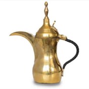 تصویر دله قهوه عربی مدل سوری سایز ۷ با دسته چرمی و جنس برنج 