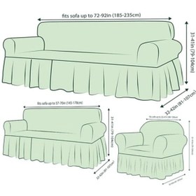 تصویر HEYTGAH مبل ژاکارد، صندلی راحتی، تخت خواب شو، طرح شال قابل شستشو 3-3-1-1 روکش با پارچه ژاکارد انعطاف پذیر 