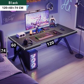 تصویر Large Gaming Desk Black PC Computer Desk Ergonomic Home Office Desk with Carbon Fiber Surface Gaming Table Workstation for Gift Idea (120 60 74 CM) - ارسال 10 الی 15 روز کاری 