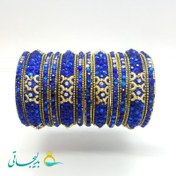 تصویر النگو رنگی هندی نگین دار مدل ۲۰۱۶F (آبی تیره) 