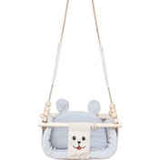 تصویر تاب چوبی کودک مدل خرسی طوسی 