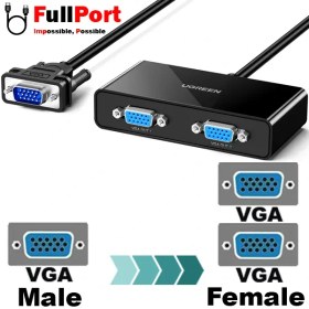 تصویر اسپلیتر 2 پورت VGA یوگرین 250Mhz مدل 40254-20918 UGREEN 40254-20918 250Mhz VGA Splitter 2 Port