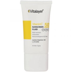 تصویر فلوئید ضدآفتاب بی‌رنگ ویتالیر مدل ویتامین‌سی انواع پوست 50 میل Vitalir colorless sunscreen fluid, Vitamin C model, suitable for all skin types, volume 50 ml