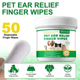 تصویر پد تمیزکننده گوش سگ و گربه اویمال ایرلند 50 عددی oimmal ears Care for cats & dogs 50pcs