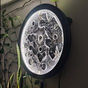 تصویر تابلو نوری برجسته ماه ساعت فلورسنت 