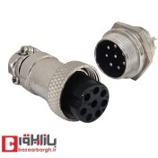 تصویر کانکتور فلزی نظامی GX16 سایز ۸ پین قطر ۱۶ میلیمتر 