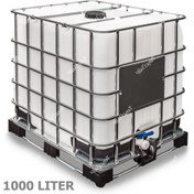 تصویر مخزن ۱۰۰۰ لیتری حفاظ دار زیر پالتی IBC 
