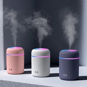 تصویر دستگاه بخور سرد H2O Humidifier | بخور کوچک قابل حمل با نورپردازی رنگی و اتصال USB - خاکستری H2O Humidifier | Portable Cool Mist Ultrasonic Air Humidifier with Colorful LED Light and USB Connection