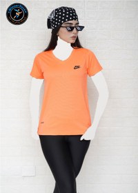 تصویر تیشرت ورزشی زنانه نایک فلامنت یقه هفت کد 2078 ( لارج - نارنجی ) 