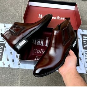 تصویر نیم بوت تمام چرم مکس یا بکسلی مدل جدید باکیفیت - قهوه‌ای / 41 / ساعتی وسط ویزارد 