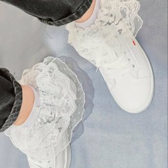 تصویر جوراب لب توری سه لایه عروس خالخالی 