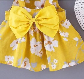 تصویر ست پیراهن ساحلی و کلاه صورتی 