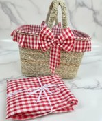 تصویر ست سبد پیک نیک و زیرانداز مدل پاپیون قرمز 