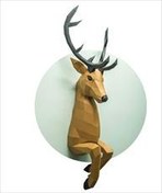 تصویر الگوی دانلودی ساخت کاردستی مجسمه مقوائی«عروسک دیواری نیم تنه ی گوزن» 