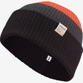 تصویر کلاه اسکی و شهری فیشرمن ودزی - دکتلون Wedze Adult Ski Beanie - black /orange - Fisherman 