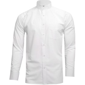 تصویر پیراهن مردانه یقه دیپلمات نگین رنگ سفید 