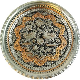 تصویر تابلو دیوار کوب بشقاب مس قلم زنی (قطر 20 س) 