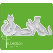 تصویر قالب سیلیکونی رزین مدل گربه های ماهی خوار کد 1 Resin silicone mold of fish-eating cats, code 1