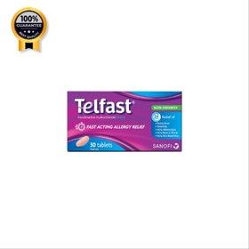 تصویر قرص تلفست Telfast اورجینال مخصوص آلرژی و حساسیت دوز 180 میلی گرم 30 تایی 