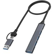 تصویر هاب 4 پورت USB 3.0 پی نت P-NET مدل P-3619 با رابط دوگانه USB و Type-C 