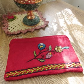 تصویر کیف پول پته قرمز هدیه سنتی دست دوز