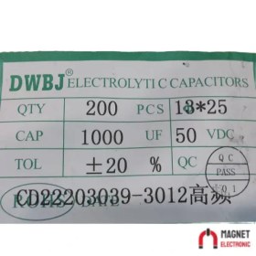 تصویر خازن الکترولیتی 1000uF 50V 1000uf 50v