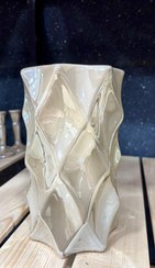 تصویر گلدان لوزی برجسته استوانه سرامیکی لاستر 