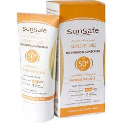 تصویر فلوئید ضدآفتاب سان سیف فیزیکال پوست حساس بی رنگ حجم 50 میلی لیتر Sun Safe physical Sensi Fluid Invisible SPF50 50ml