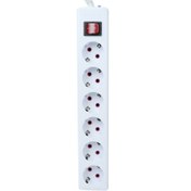 تصویر چند راهی 6 خانه ارت دار فردان الکتریک با کابل 3 متری مدل 31303 Fardan Electric 31303 3m Power Strip