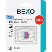 تصویر کارت حافظه microSDHC بکسو مدل 600X کلاس 10 استاندارد UHS-I U3 سرعت (90MB/s) ظرفیت 64 گیگابایت - بی رنگ / مادام العمرشرکت داده پردازی آواتک microSDHC - bexo 600x