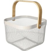 تصویر سبد پیک نیک دسته بامبو فلزی طرح ایکیا 