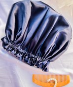 تصویر کلاه خواب ساتن – نرم، ضدحساسیت و محافظ مو | - سورمه ای Satin Sleep Cap – Soft, Anti-Allergy & Hair Friendly | Free Shipping