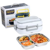 تصویر لانچ باکس و ظرف غذای برقی دوکابله ظرفیت 1/5لیتری سفید 