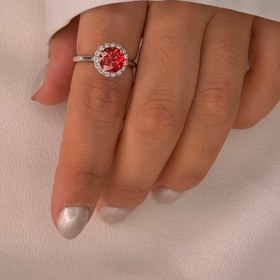 تصویر انگشتر نگین یاقوت گرد 