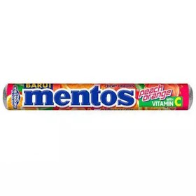 تصویر آبنبات جویدنی منتوس مدل هلو و پرتقال 29 گرم mentos خوشبوکننده دهان منتوس 29 گرم هلو و پرتقال