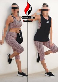 تصویر ست نیمتنه شلوارک و کاور سایز بزرگ ورزشی زنانه UNDER ARMOUR کد 002 UNDER ARMOUR womens big size sports cover shorts set code 002