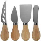 تصویر ست کارد و چنگال صبحانه خوری مجموعه 4 عددی 4PCS Wooden Handle Cheese Knife Set