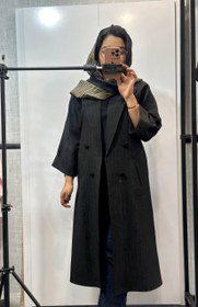 تصویر مانتو بلند جلوباز آویدا - نسکافه ای / ۱ 