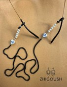 تصویر بند عینک سرامیکی قلب سفید مرواریدی 